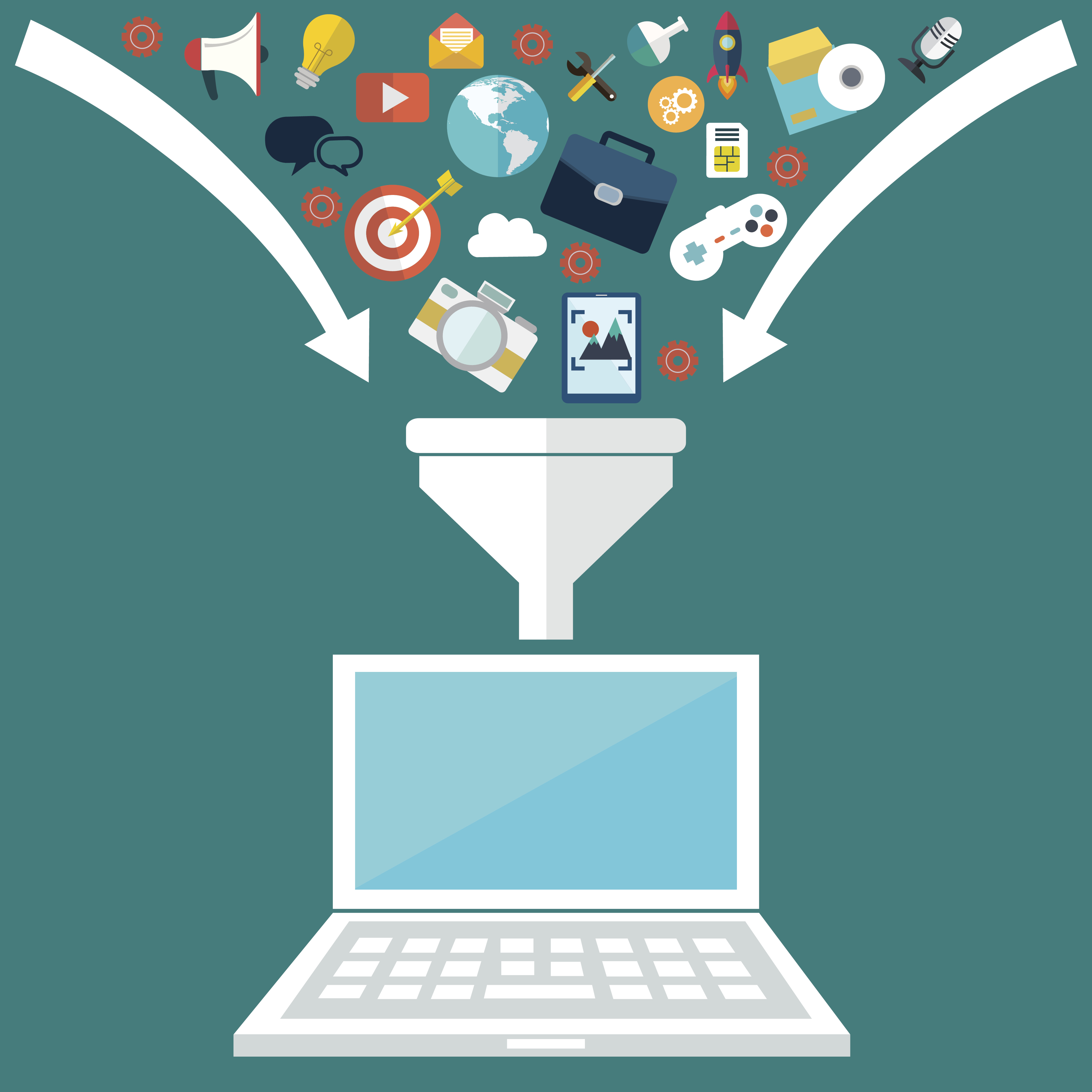 Flat design illustration concepts for creative process, big data filter, data tunnel, analysis concept.
